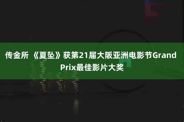 传金所 《夏坠》获第21届大阪亚洲电影节Grand Prix最佳影片大奖