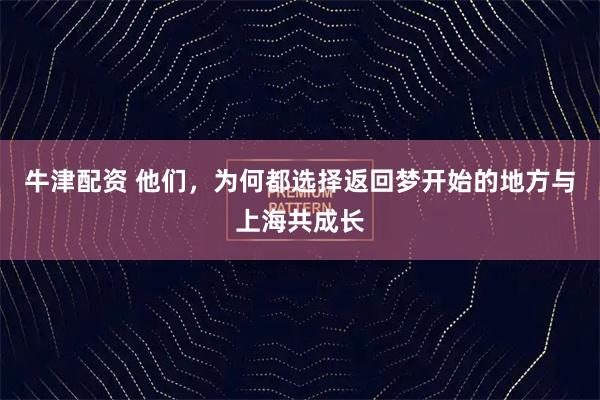 牛津配资 他们，为何都选择返回梦开始的地方与上海共成长